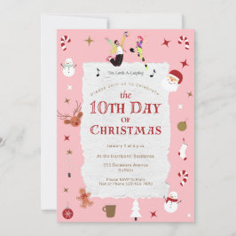 10th Day of Christmas Cute January Holiday Party 招待状