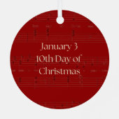 10th Day of Christmas Ten Lords A-Leaping メタルオーナメント (裏面)