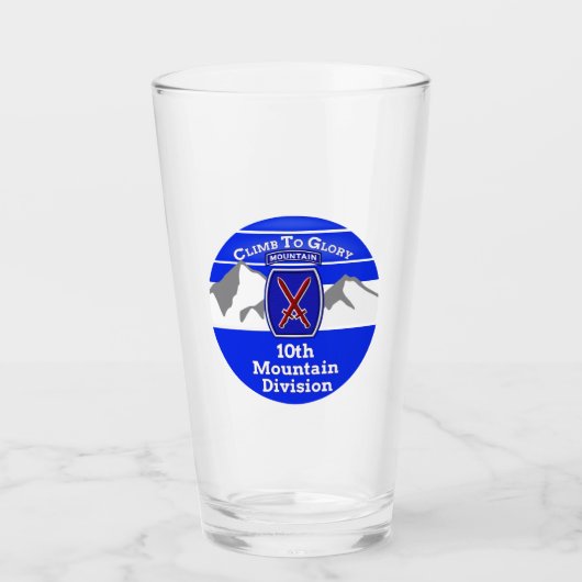 10th Mountain Division ”Climb To Glory” グローブ タンブラーグラス (正面)