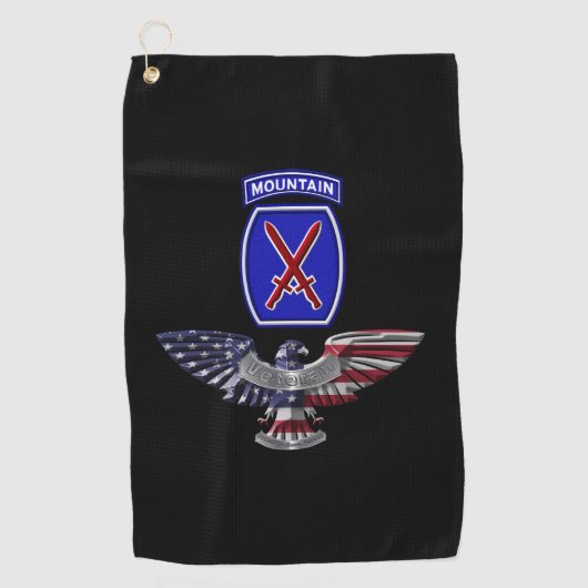 10th Mountain Division ”Climb To Glory” Eagle ゴルフタオル (正面)
