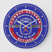 10th Mountain Division Retired Veteran ラージ壁時計 (正面)