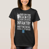 10th Mountain  God Created Infantry Devil stood At Tシャツ (正面)