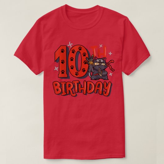 10th Ninja Birthday Boy 10 Year Old Samurai Bday P Tシャツ (デザイン正面)
