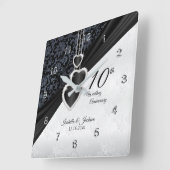 10th Onyxの結婚アニバーサリー スクエア壁時計 (傾斜)