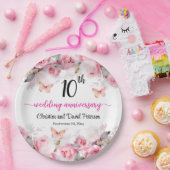 10th Tinの結婚記念日赤面バラ ペーパープレート (パーティー)