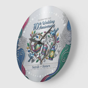 10th Tin Aluminum Wedding Anniversary We Still Do ラージ壁時計