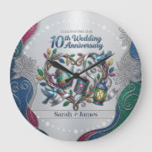 10th Tin Aluminum Wedding Anniversary We Still Do ラージ壁時計 (正面)