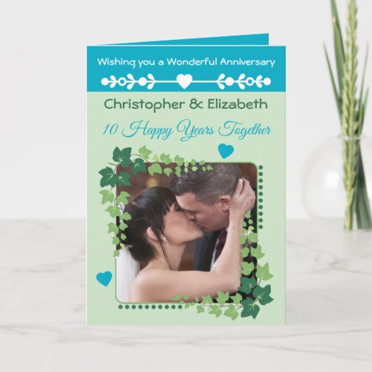 10th Tin Anniversary photo green azure カード (正面)