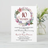 10th Tin Surprise Wedding Anniversary Floral 招待状 (スタンド正面)