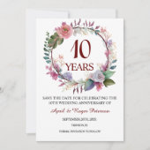 10th Tin Wedding Anniversary Floral セーブザデート (正面)