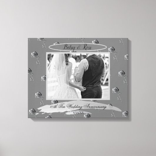 「10th Tin's 結婚 Anniversary」錫カラーバラ キャンバスプリント (正面)