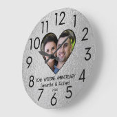10th Tin's 結婚 Anniversary Couple Name写真 ラージ壁時計 (傾斜)