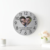 10th Tin's 結婚 Anniversary Couple Name写真 ラージ壁時計 (ホーム)