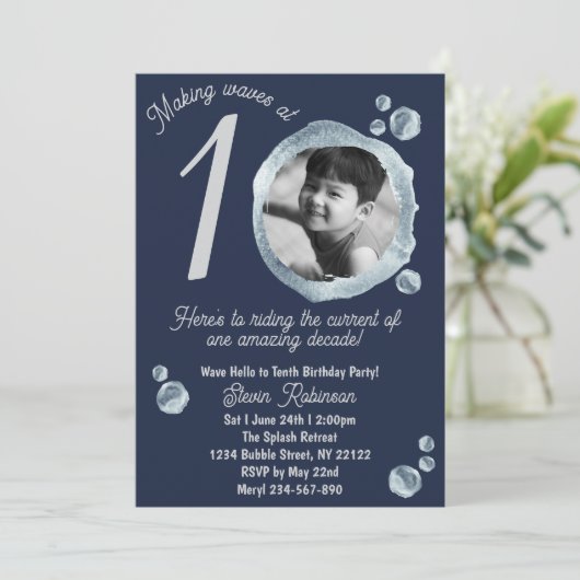 10th Twilight Blue Bubble Birthday Party  招待状 (スタンド正面)