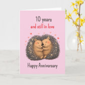 10th wedding anniversary Hedgehogs cuddling カード (黄色い花)