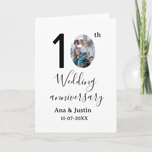 10th wedding anniversary name photo bold letter st カード (正面)