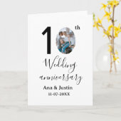 10th wedding anniversary name photo bold letter st カード (黄色い花)