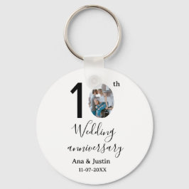 10th wedding anniversary name photo bold letter st キーホルダー