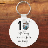 10th wedding anniversary name photo bold letter st キーホルダー (裏面)