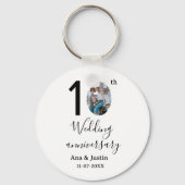 10th wedding anniversary name photo bold letter st キーホルダー (裏面)