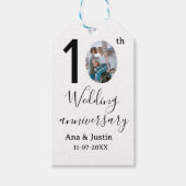 10th wedding anniversary name photo bold letter st ギフトタグ (正面)