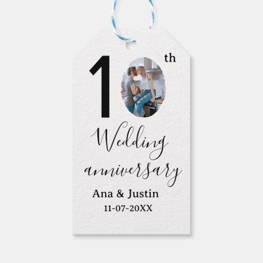 10th wedding anniversary name photo bold letter st ギフトタグ (裏面)