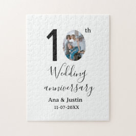 10th wedding anniversary name photo bold letter st ジグソーパズル
