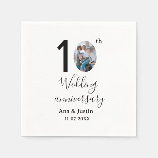 10th wedding anniversary name photo bold letter st スタンダードカクテルナプキン (正面)
