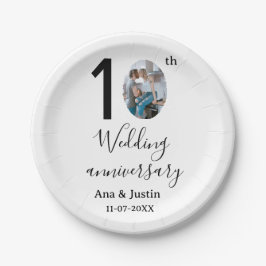 10th wedding anniversary name photo bold letter st ペーパープレート