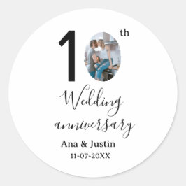 10th wedding anniversary name photo bold letter st ラウンドシール