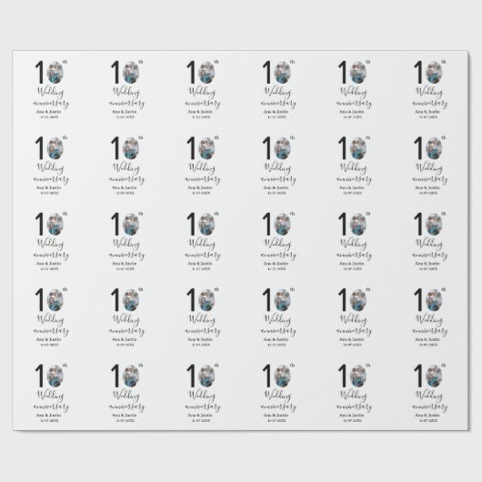 10th wedding anniversary name photo bold letter st ラッピングペーパー (フラット)