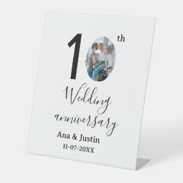 10th wedding anniversary name photo bold letter st 台座サイン