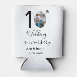 10th wedding anniversary name photo bold letter st 缶クーラー