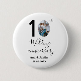 10th wedding anniversary name photo bold letter st 缶バッジ