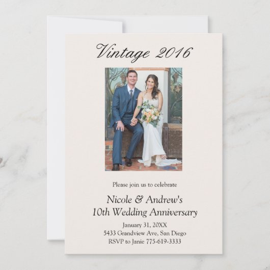 10th Wedding Anniversary Party Vow Renewal 2 Photo 招待状 (正面)