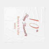 10th wedding anniversary peach pastel name retro b フリースブランケット (正面(横))