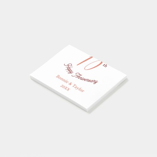 10th wedding anniversary peach pastel name retro b ポストイット (アングル)