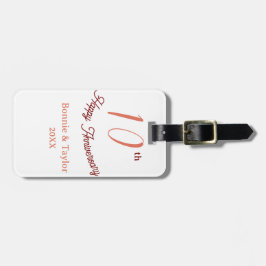 10th wedding anniversary peach pastel name retro b ラゲッジタグ