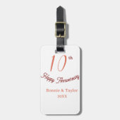 10th wedding anniversary peach pastel name retro b ラゲッジタグ (正面縦)