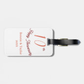 10th wedding anniversary peach pastel name retro b ラゲッジタグ (裏面横)