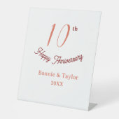 10th wedding anniversary peach pastel name retro b 台座サイン (正面)