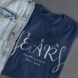10th Wedding Anniversary Silver Blue Gift T-Shirt Tシャツ