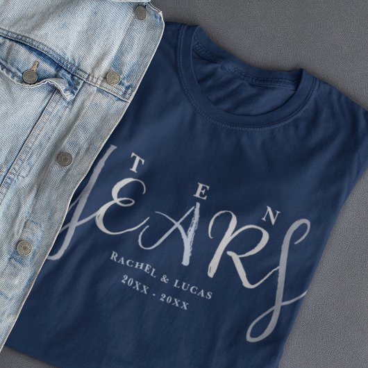 10th Wedding Anniversary Silver Blue Gift T-Shirt Tシャツ