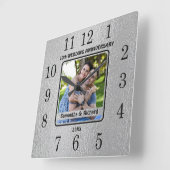 10th Year 結婚 Coule's Tin Anniversary Photo スクエア壁時計 (傾斜)