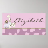 10x20子供部屋アートネームプリントジャカナガールジャングル ポスター (正面)