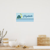 10x20子供部屋アートネームプリントタートルリーフ海海 ポスター (キッチン)