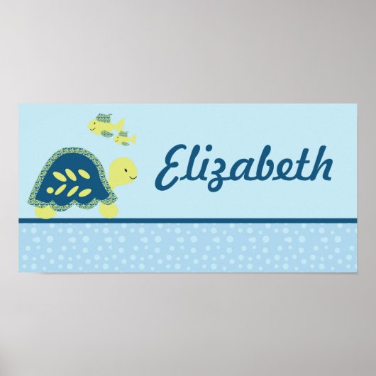 10x20子供部屋アートネームプリントタートルリーフ海海 ポスター (正面)