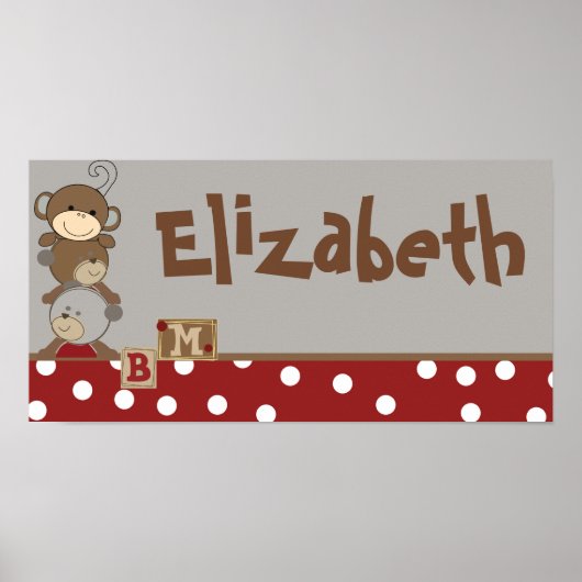 10x20子供部屋アート名プリントコカロのボタン ポスター (正面)