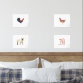 10x8かわいい農場動物水彩動物セット (寝室)