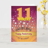 11か月の回復記念日はっきりした数値 カード (黄色い花)